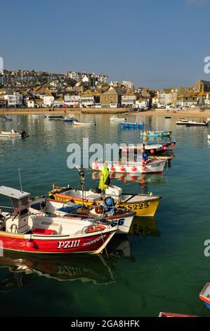 Fishing boats in St Ives harbour,Cornwall Stock Photo