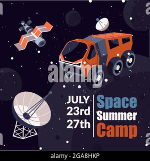 Space summer camp, training astronauts invitation Stock Vector