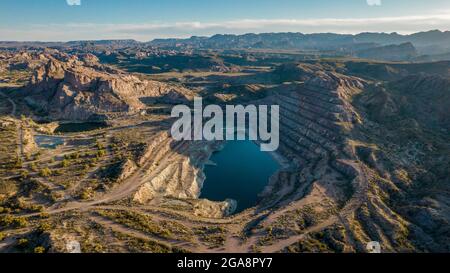 Aerial view of an open pit uranium mine Stock Photo