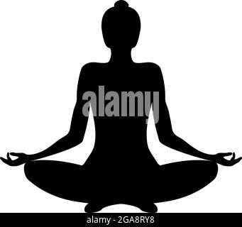 Woman silhouette in yoga lotus position Stock Vector