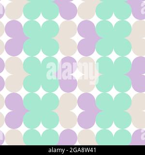 Geometric minimalist flowers and hearts shapes seamless pattern. Pastel colors. Vector illustration, flat design Stock Vector