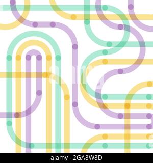 Abstract geometrical rounded lines background. Remember a map. Pastel colors. Vector illustration, flat design Stock Vector