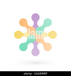 Abstract geometrical symbol. Rounded shapes. Multicolored icon. Vector illustration, flat design Stock Vector