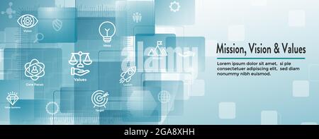 Mission Vision and Values Web Header & Icon Set Stock Vector