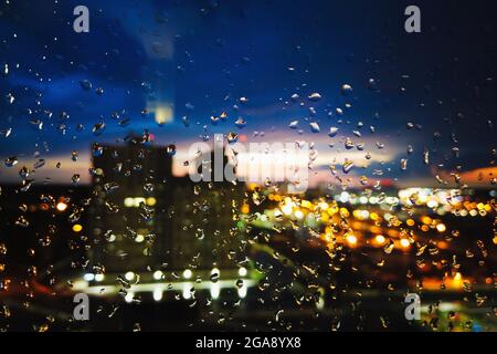 raindrops on window night