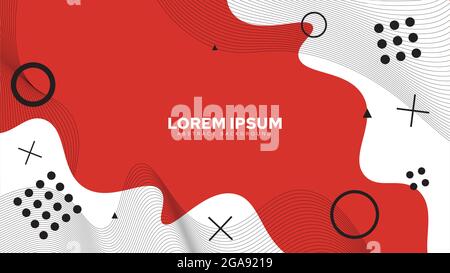 Special Cover Design with Red Colors and Shapes, Waves from Lines and Graphic Objects. Stock Vector