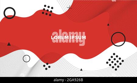 Special Cover Design with Red Colors and Shapes, Waves from Lines and Graphic Objects. Stock Vector