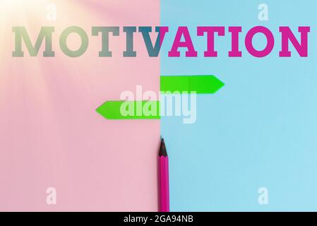 Handwriting text Motivation. Business showcase reasons one has for acting or behaving in a particular way Two Objects Arranged Facing Inward Outward Stock Photo