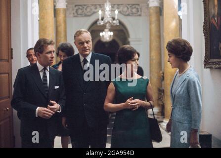 Princess Margaret and Antony Armstrong-Jones, 1st Earl of Snowdon, attending Reception at British Embassy, Washington, D.C., USA, Bernard Gotfryd, November 16, 1965 Stock Photo