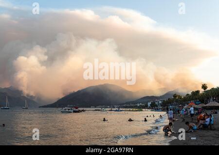 Forest fire near Marmaris resort town of Turkey. Stock Photo