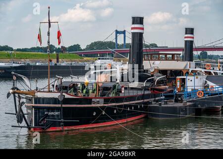 Museum of German Inland Navigation, museum ship paddle steamer Oscar Huber, dock Vinckekanal, in Duisburg, NRW, Germany