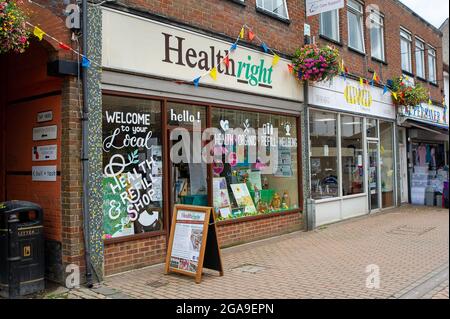 Chesham, Buckinghamshire, UK. 28th July, 2021. A health and refill shop in Chesham. Credit: Maureen McLean/Alamy Stock Photo