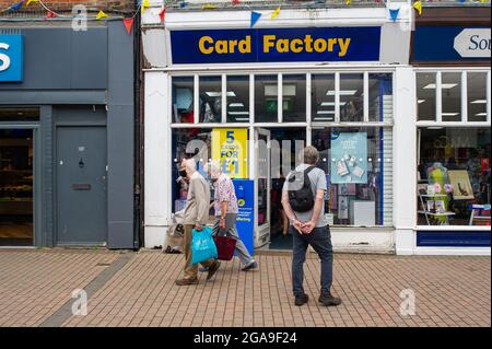 Chesham, Buckinghamshire, UK. 28th July, 2021. The discount Card Factory shop in Chesham. Credit: Maureen McLean/Alamy Stock Photo