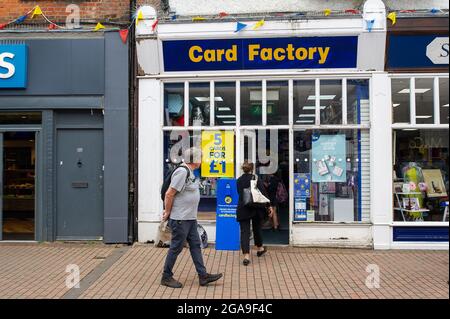 Chesham, Buckinghamshire, UK. 28th July, 2021. The discount Card Factory shop in Chesham. Credit: Maureen McLean/Alamy Stock Photo