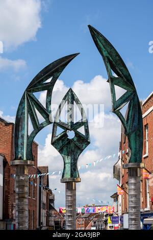 SHREWSBURY, SHROPSHIRE, UK - JULY 13 : Modern artwork in Shrewsbury, Shropshire on July 13, 2021 Stock Photo