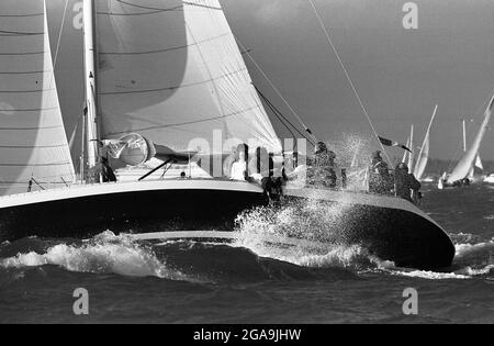 AJAXNETPHOTO. 1985. SOLENT, ENGLAND. - FASTNET RACE START - YACHT JACOB IN ROUGH WEATHER AT THE START. PHOTO:JONATHAN EASTLAND/AJAX REF:FNTR85 1A 59 Stock Photo