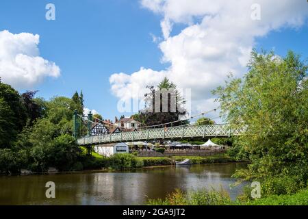 SHREWSBURY, SHROPSHIRE, UK - JULY 13 : View of Porthill Bridge in Shrewsbury, Shropshire, England, on July 13, 2021. Unidentified people Stock Photo