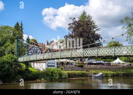 SHREWSBURY, SHROPSHIRE, UK - JULY 13 : View of Porthill Bridge in Shrewsbury, Shropshire, England, on July 13, 2021. Unidentified people Stock Photo