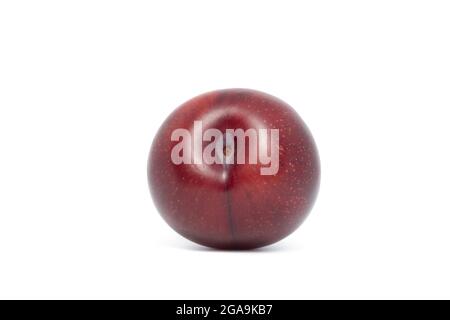 Fresh red shiny plum isolated on white background Stock Photo