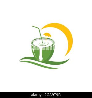 coconut logo Vector icon design illustration Template Stock Vector