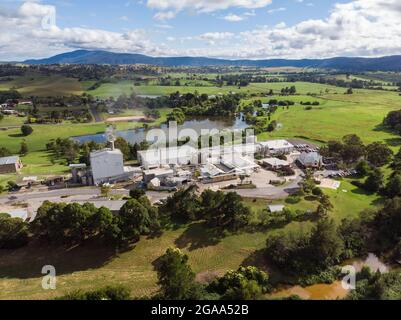 Aerial shot of the Bega Cheese factory in Bega, Southern New South Wales Stock Photo