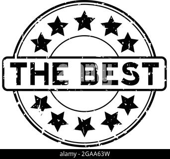 Grunge black the best word with star icon rubber seal stamp on white background Stock Vector