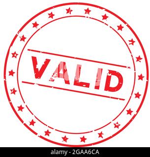 Grunge red validate with star icon round rubber stamp Stock Vector ...