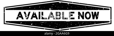 Grunge black available now word hexagon rubber seal stamp on white background Stock Vector