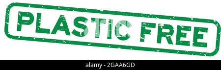 Grunge green plastic free word square rubber seal stamp on white background Stock Vector