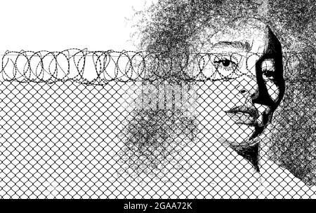 Here is a 3-d illustration about women in prison. Stock Photo