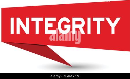 Red paper speech banner with word integrity on white background (Vector) Stock Vector