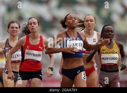 Tokyo, Japan. 30th July, 2021. Athletes attend the Women's 800m Heat at the Tokyo 2020 Olympic Games in Tokyo, Japan, July 30, 2021. Credit: Li Gang/Xinhua/Alamy Live News Stock Photo