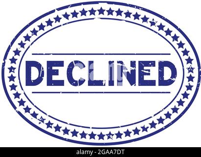 Grunge blue declined word oval rubber seal stamp on white background Stock Vector