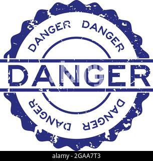 Grunge blue danger word rubber seal stamp on white background Stock ...