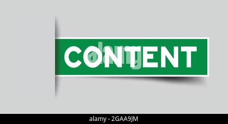 Label square green sticker in word content that insert under gray background (vector) Stock Vector