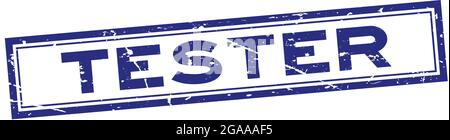 Grugne blue tester word square rubber seal stamp on white background Stock Vector