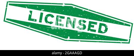 Grunge green licensed word hexagon rubber seal stamp on white background Stock Vector