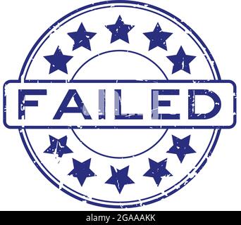 Grunge blue fail wording with star icon round rubber seal stamp on white background Stock Vector