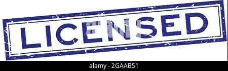 Grunge blue licensed word square rubber seal stamp on white background Stock Vector