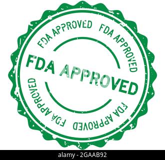 Grunge green FDA approved word round rubber seal stamp on white background Stock Vector