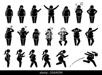 Stick Figure Woman Different Poses Emotions Face Design Vector Icon Set  Reading Talking Happy Sad Surprised Amazed Angry Standing Sitting At Office  Stickman Lady Person On White Stock Illustration - Download Image