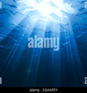 3D Rendering of Caustic Light Shines Under the Sea Stock Photo - Alamy