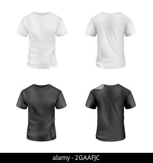 Black and white t-shirt set on white background. Vector mockup. Stock Vector