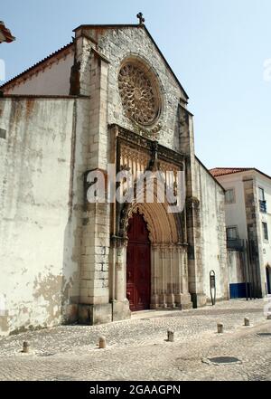 Main portal of the gothic Church of Santa Maria da Graca , also known as Igreja da Graca, originating from 1380, Santarem, Portugal Stock Photo