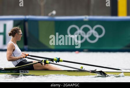 Tokyo, Japan. 30th July, 2021. Emma Twigg of New Zealand competes during the Tokyo 2020 women's single sculls final of rowing in Tokyo, Japan, July 30, 2021. Credit: Zhang Xiaoyu/Xinhua/Alamy Live News Stock Photo