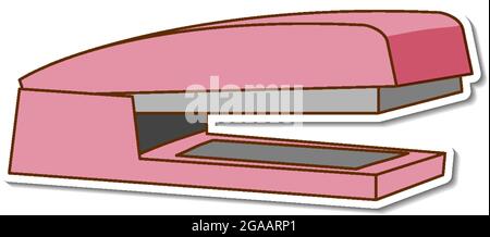 Pink stapler sticker on white background illustration Stock Vector