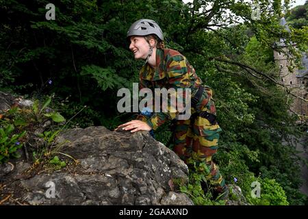 Crown Princess Elisabeth pictured during a three-day training camp at the Training Center Commando of Marche-les-Dames, to finish her one year formati Stock Photo