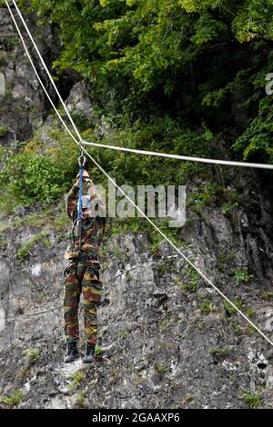 Crown Princess Elisabeth pictured during a three-day training camp at the Training Center Commando of Marche-les-Dames, to finish her one year formati Stock Photo