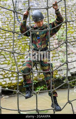 Crown Princess Elisabeth pictured during a three-day training camp at the Training Center Commando of Marche-les-Dames, to finish her one year formati Stock Photo