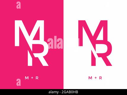 Pink and white color of MR initial letter design Stock Vector